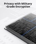 Abstracte weergave van microchip met blauwe lijnen, privacy met militaire encryptie.