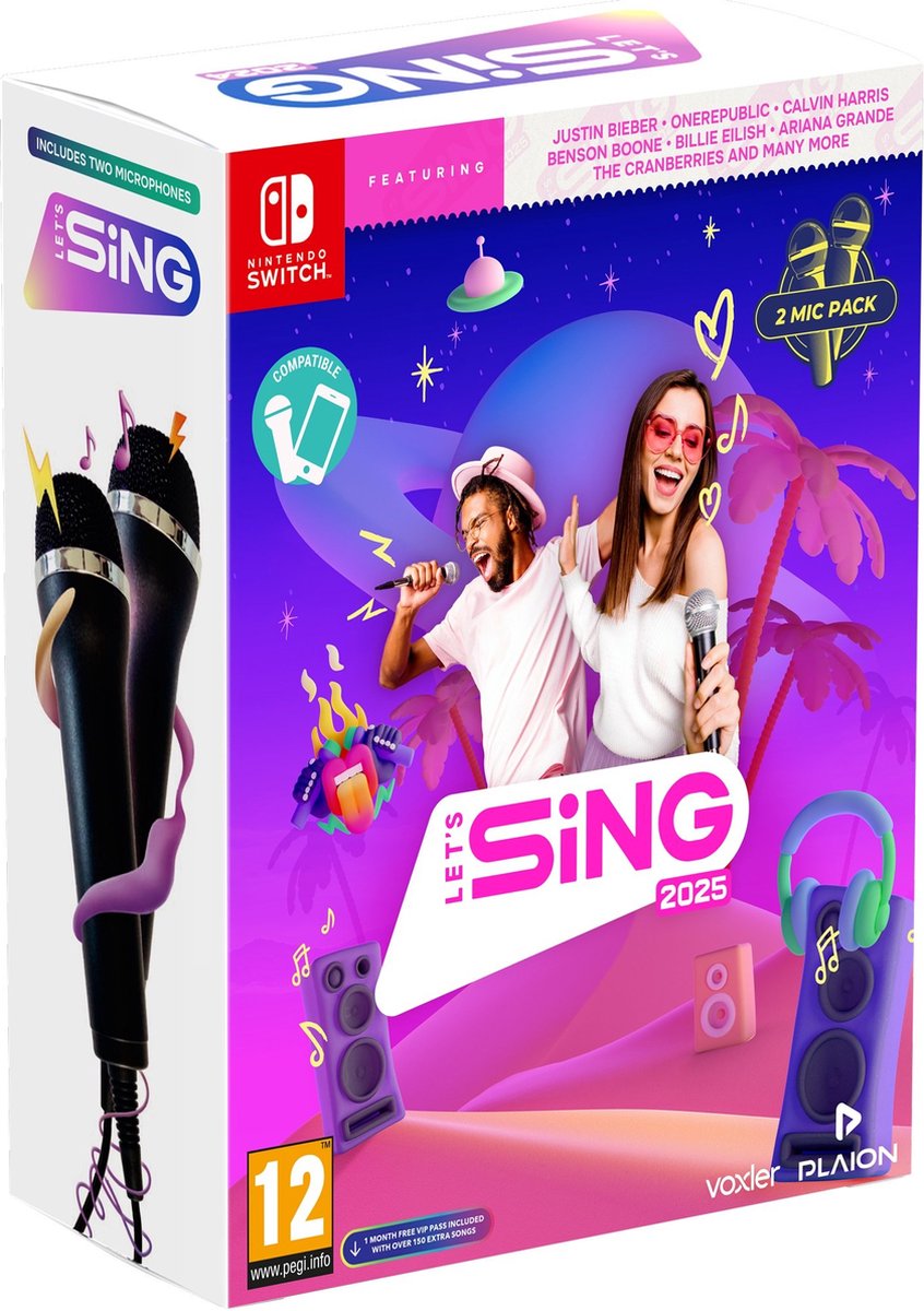 Let's Sing 2025 + 2 Microfoons - International Edition - Nintendo Switch