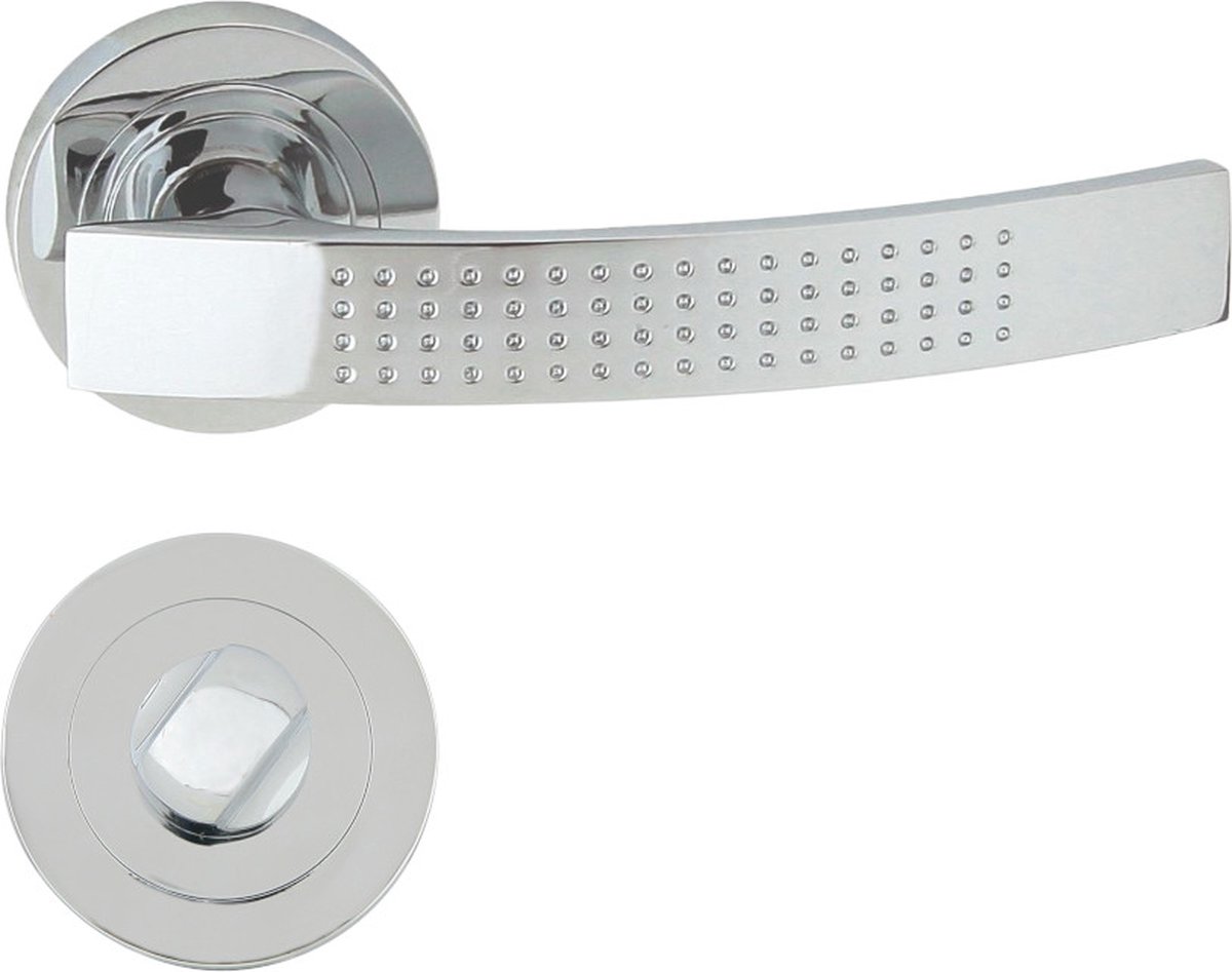 Domino® Deurkrukgarnituur ALMA-R ECO M6 - Chroom gespoten - WC met Ronde Rozette - Deurbeslag van aluminium - Deurklink voor badkamer, kelderdeur en binnendeur