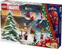 LEGO Marvel Spider-Man adventskalender met kerstboom, sneeuw, Spiderman, Green Goblin en 24 cadeautjes.
