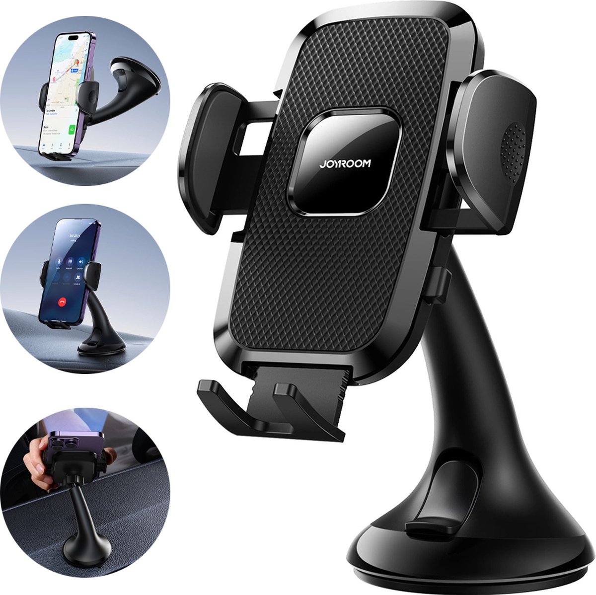 Telefoonhouder Auto Dashboard & Raam - Verstelbaar & Universeel - Zwart