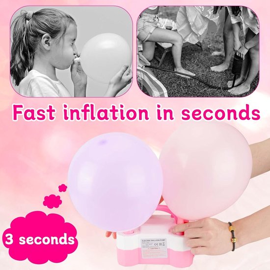 Igoods Elektrische ballonnenpomp - Opblaasapparaat - Ballonpomp - Luchtballonpomp met Twee Sproeiers - Wit/Roze van Merkloos — afbeelding 2