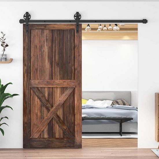 TSMST 213cm Rail for Sliding Door, Black and Rustic