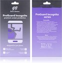 Verpakking voor "ProGuard Incognito premium screen protection" met een afbeelding van een gebarsten scherm en tekst over functies.