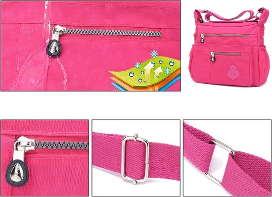 Crossbody tas | Nylon | Schoudertas | Met rits | Meerdere vakken