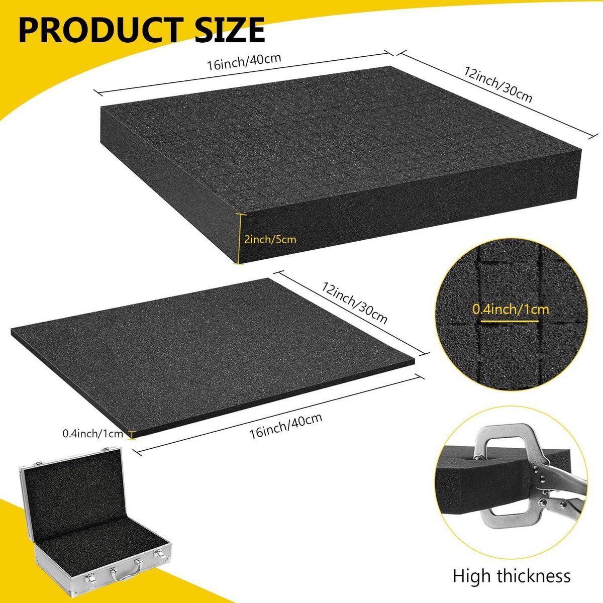 RANJIMA Schuimplaat, 6 stuks, 40 x 30 x 4 cm, gereedschapskisten, schuim, polyethyleenschuim, schuimrubberen inzet, gereedschap, camerakoffer, gereedschapskoffer, schuimrubberen mat