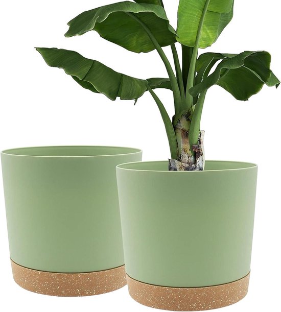 botle Bloempot pot incl. onderzetter bloempot 25 cm x 22,5 cm wit plantenbak plantenpot kunststof