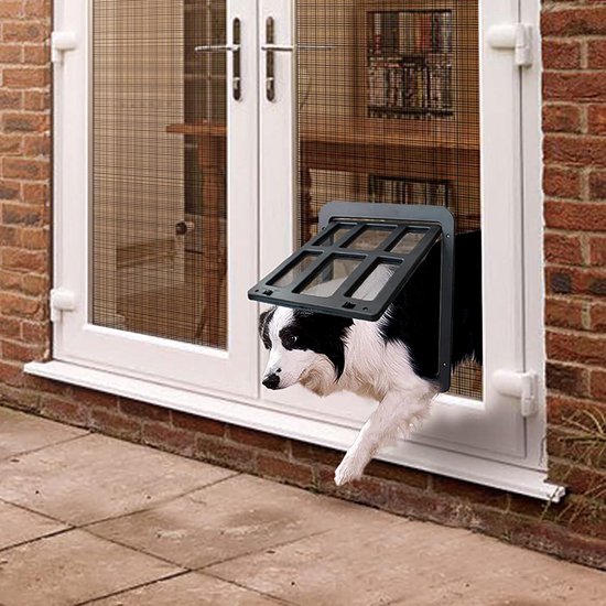 CEESC Grote hondenklep met magnetische klep en druksluiting, hoogwaardig pvc -kunststof kattenluik voor grote honden (XL, wit
