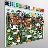 Pixel art vee schilderij | Digitale boerderij: een pixelig meesterwerk vol kunstzinnige koeien | Kunst - 30x30 centimeter op Canvas | Foto op Canvas