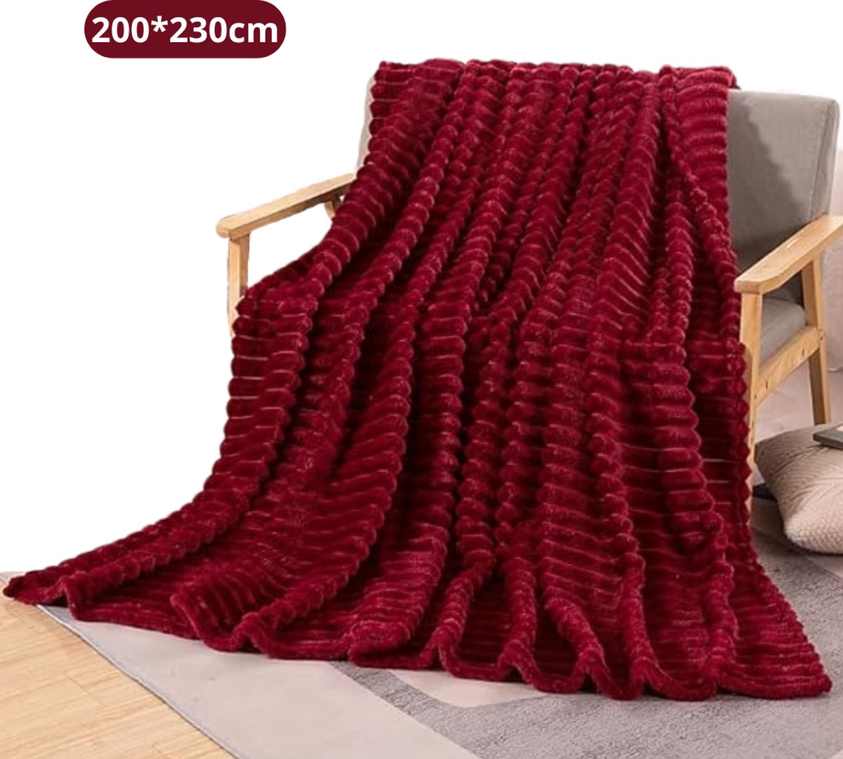 Bovista Knuffeldeken - Pluche - Deken - Wollen - Dekentje - Fleece - Plaid - Bank Deken - 2 Persoons Extra Groot - Rood