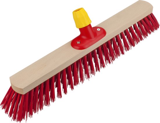Balai de voirie SAGA pour pavés et terrasses - Tête de balai dur - 50 cm de large - Manche en bois de 120 cm
