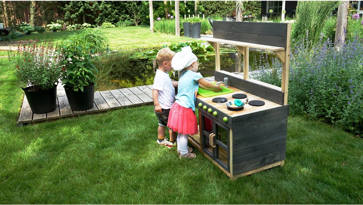 EXIT Yummy 200 Houten Buitenkeuken - Modderkeuken - Speelkeuken voor Buiten - Kinderen - FSC Hout - Naturel — afbeelding 7