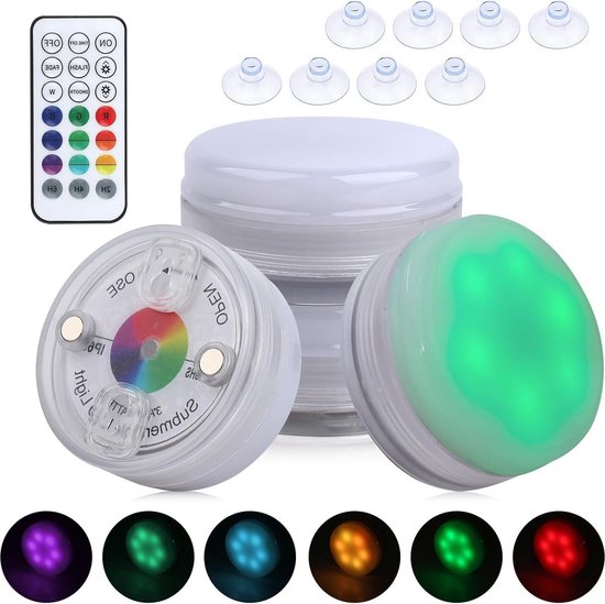 Onderwater Zwembadverlichting met Timer en RGB Kleurverandering - IP68 Zwembadlamp met Afstandsbediening en Zuignap