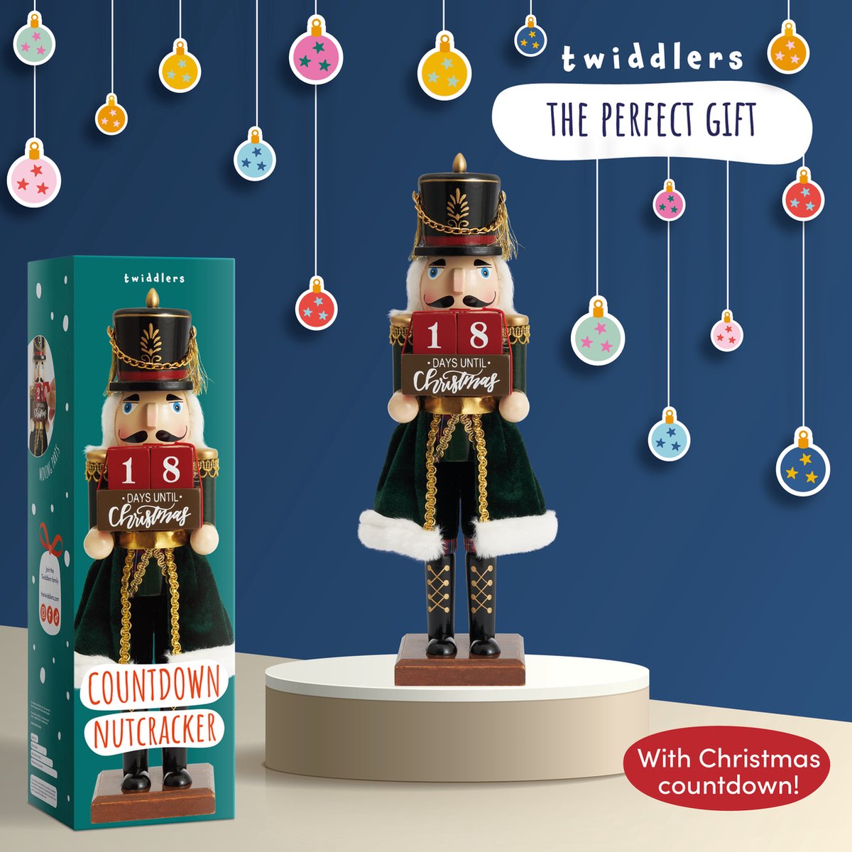 The Twiddlers – Houten Notenkraker Soldaat met Aftellen naar Kerst, 30cm – Handgemaakt Kerstdecoratie voor Binnen – Countdown Notenkraker Kerst en Klassiek Kerstornament – foto 2