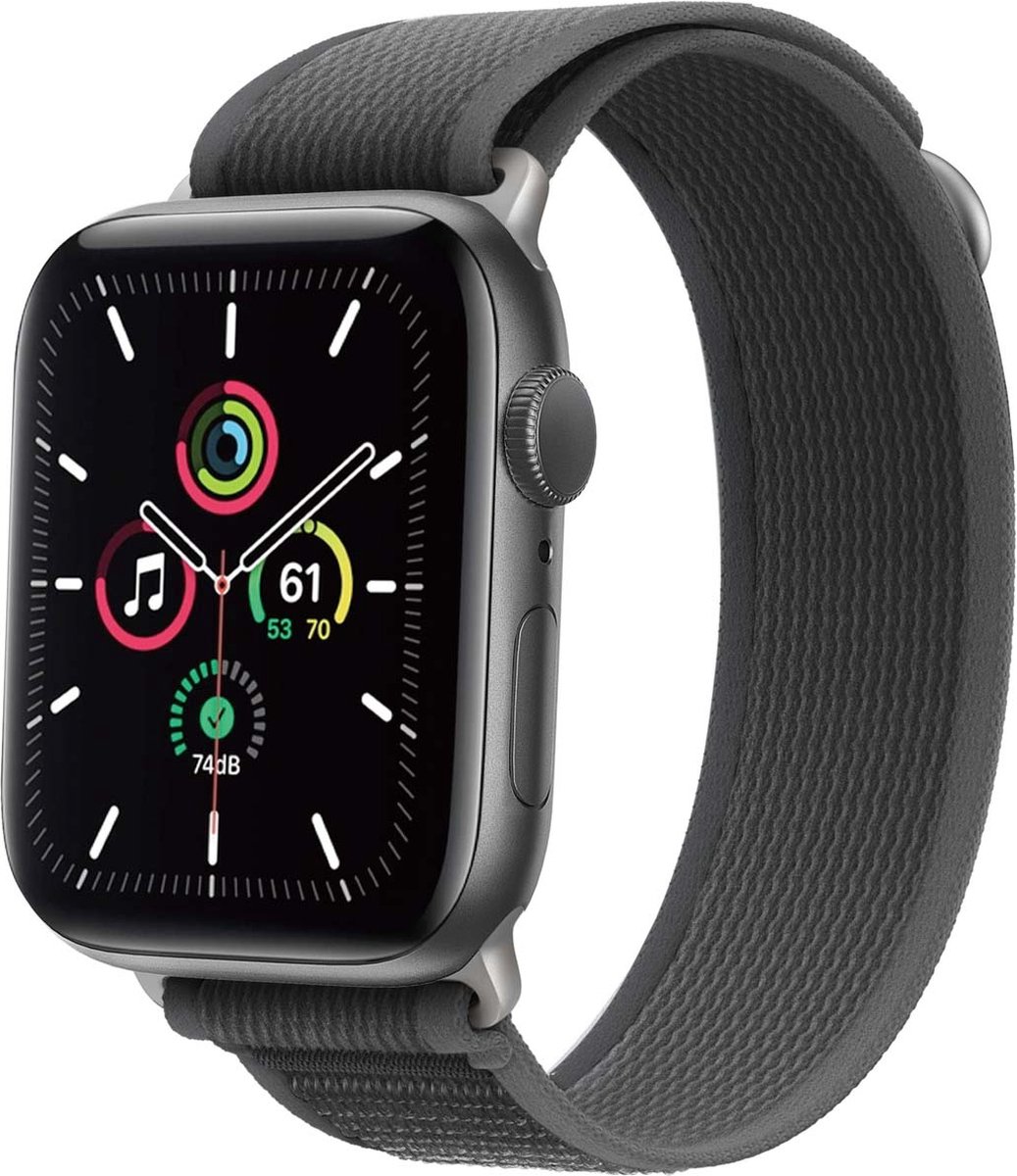 iMoshion Nylon Trail bandje geschikt geschikt voor Apple Watch Series 1 / 2 / 3 / 4 / 5 / 6 / 7 / 8 / 9 / SE - 38 / 40 / 41 mm - Black Grey