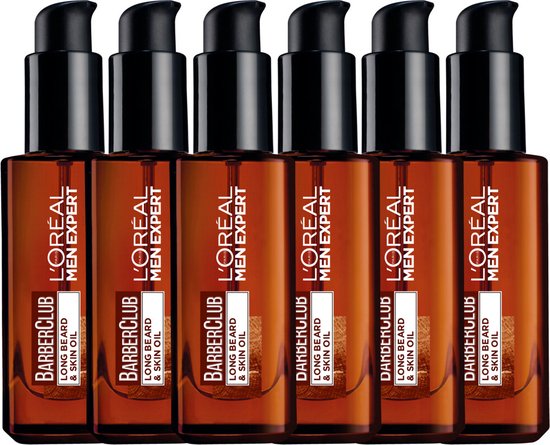 L'Oréal Paris Men Expert BarberClub Baardolie - Voor Lange Baard en Huid - 6 x 30 ml - Multiverpakking