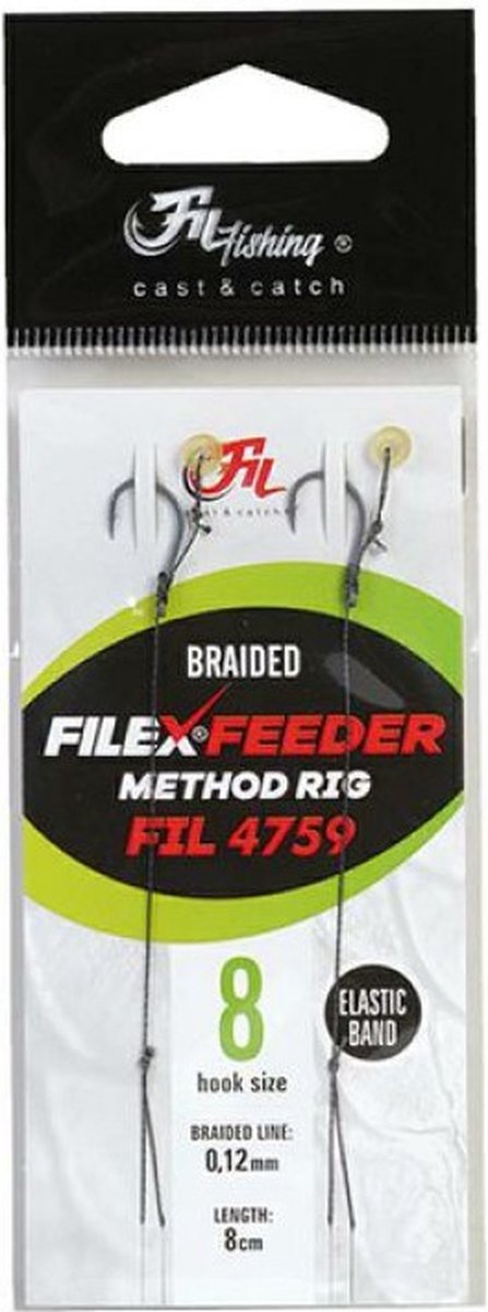 Filex Method Feeder Braided Rig w/ Elastic Band - #12 - 0.12mm - 2 stuks - Method Feeder Onderlijn met Bait Band - Witvissen van Merkloos — afbeelding 3