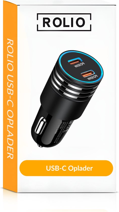 Chargeur de voiture Rolio 60W - 2x USB C - Chargeur rapide - Universel - Chargeur de voiture - Accessoires de voiture