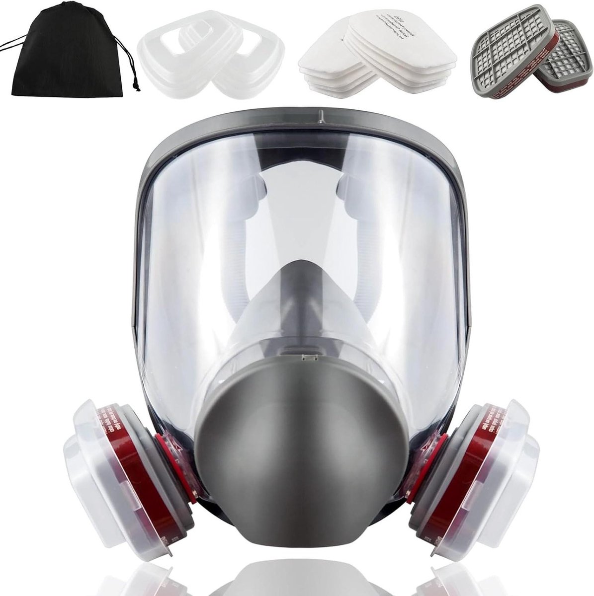 Volledig Beschermend Herbruikbaar Masker met Actieve Koolfilter - Beschermt tegen Gas, Verf, Stof en Chemicaliën