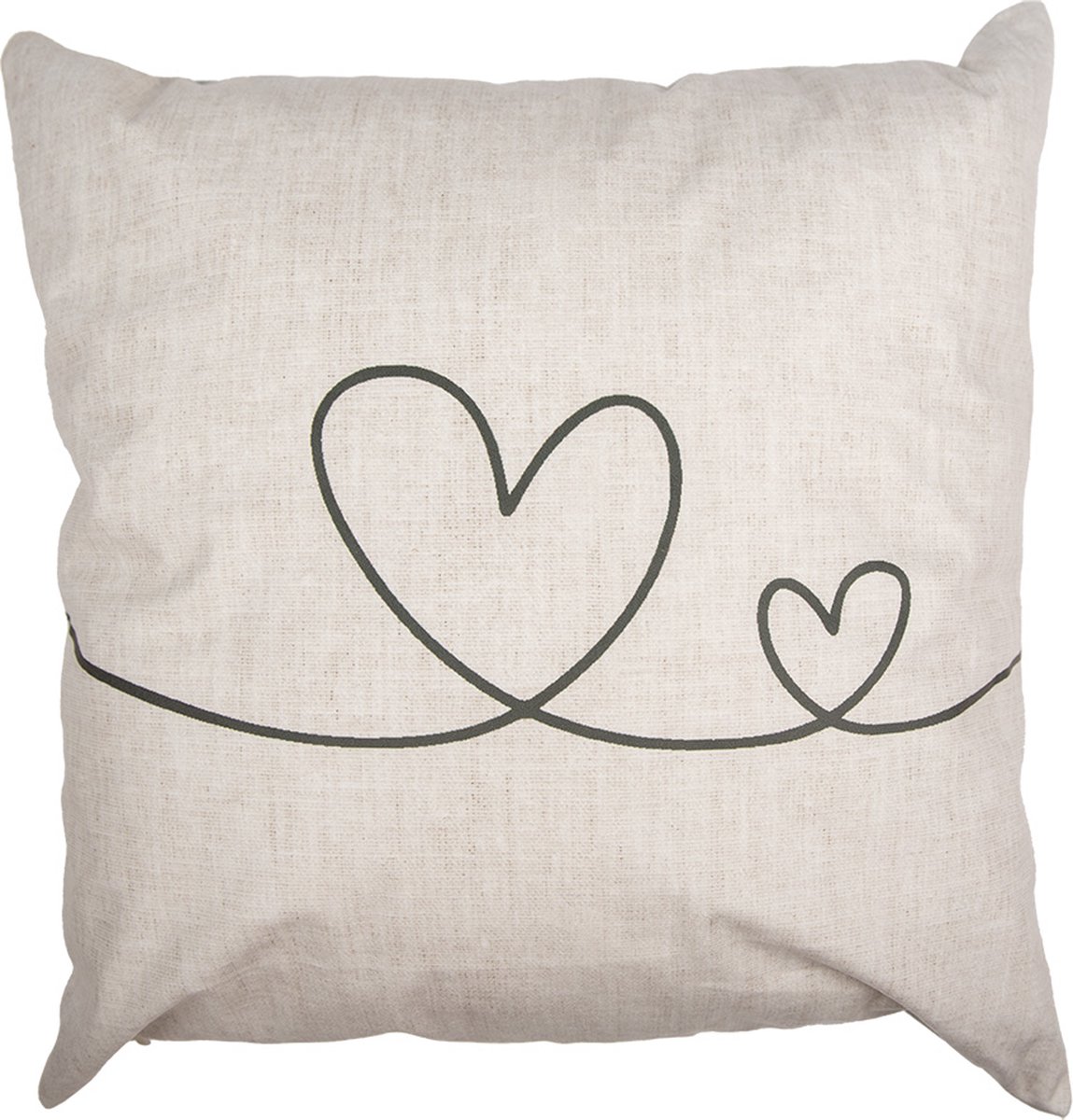 Clayre & Eef Kussenhoes 45x45 cm Beige Groen Polyester Harten