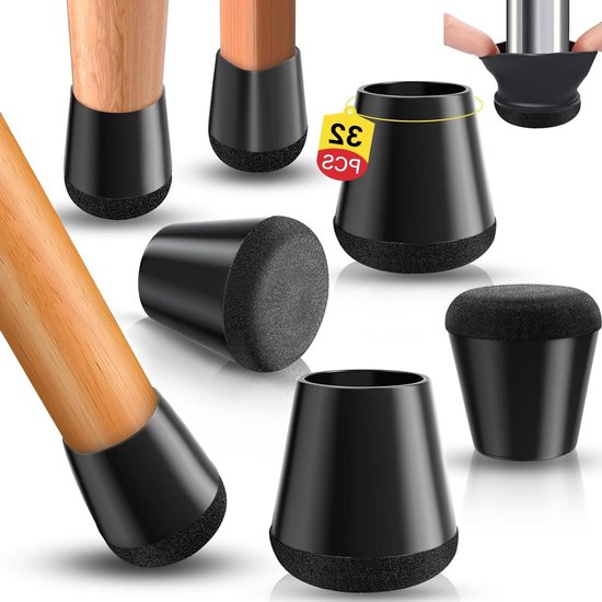 Malatec Stoelpootbeschermers - 16 stuks - Siliconen Vilt - 12-16 mm