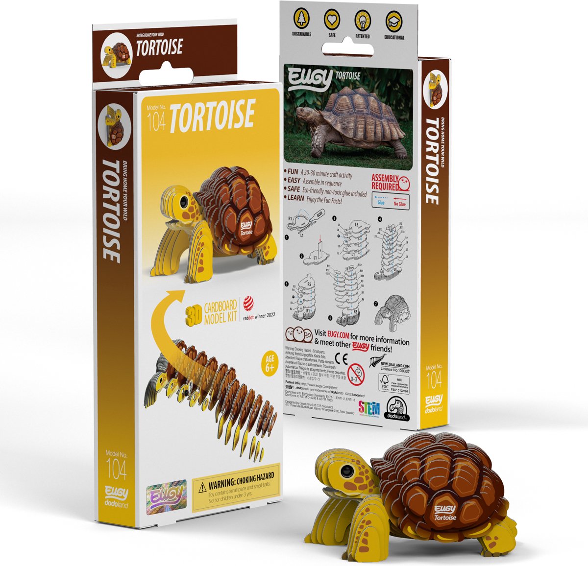 EUGY 3D Puzzel - Schildpad - Wilde Dieren - Duurzaam - Verzamel Ze Allemaal - 6 Jaar