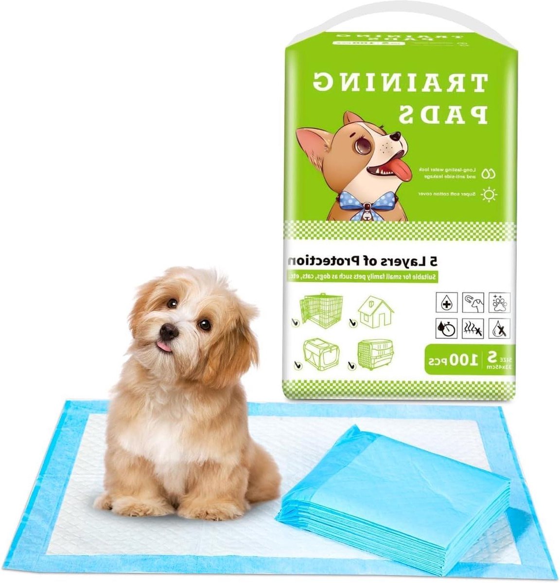 Hygiënische onderleggers 100 stuks - Puppypads voor honden - Lekvrij 6-laags design - Sneldrogend oppervlak incontinentie onderlegger