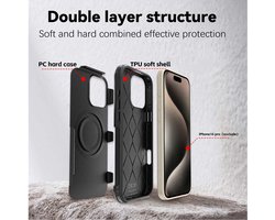 Mobigear Hoesje geschikt voor Apple iPhone 16 Pro Max MagSafe Telefoonhoesje Hardcase | Mobigear Traveller Backcover Shockproof | Geschikt voor MagSafe | Geschikt voor Draadloos Opladen met Magnetische Ring | Geschikt voor MagSafe Case - Zwart