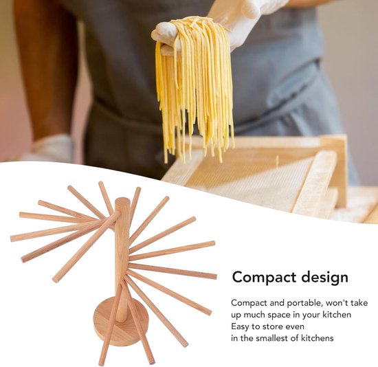 Pasta Drying Rack - 16 Hanging Rods Noodle Dryer Holder - Detachable Collapsible Solid Wood Hanger - Homemade Fresh Noodle Stand Dryer - Kitchen Helper pasta droogrek — afbeelding 4
