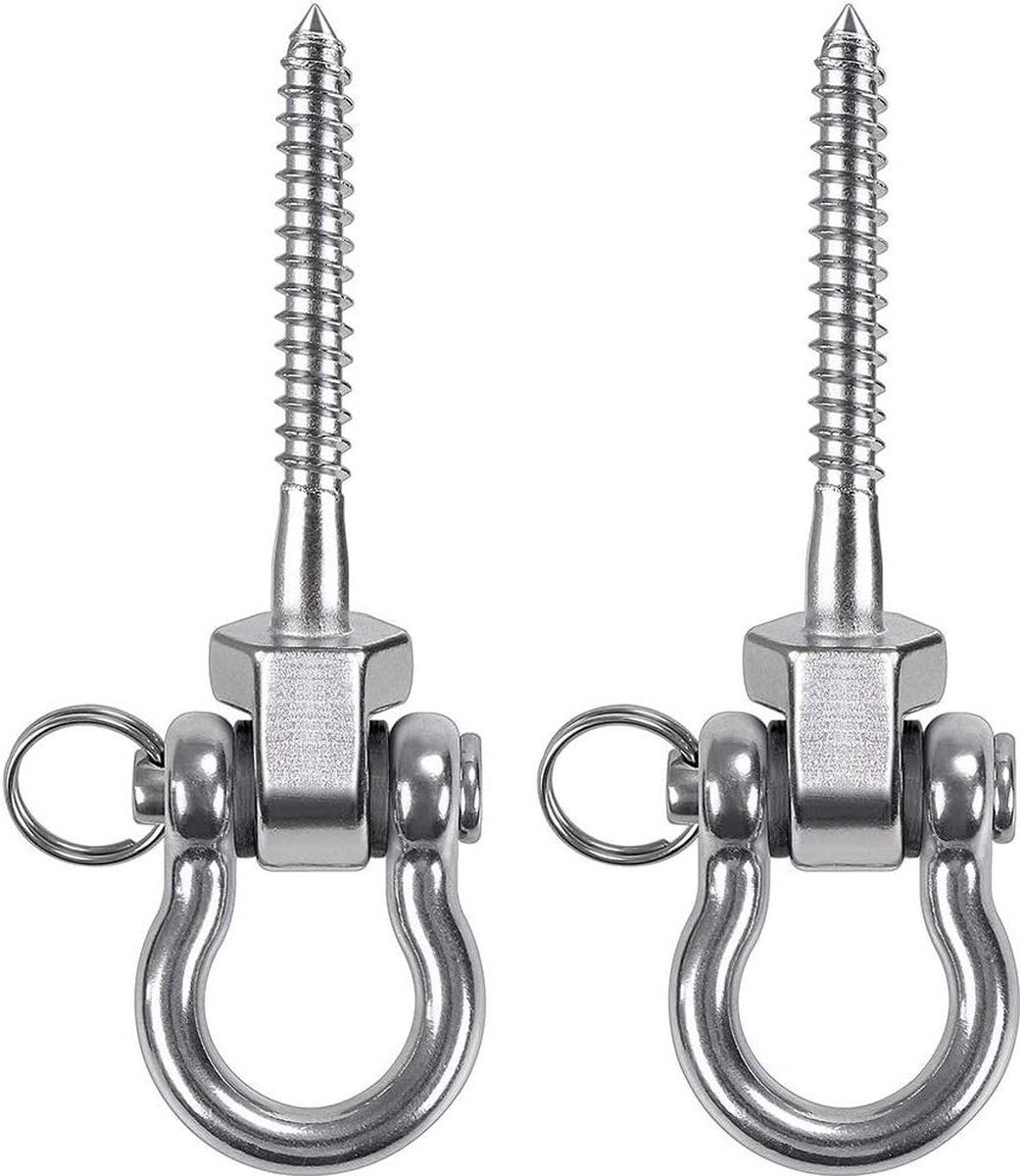 Hangende schroeven 13 cm 2 stuks zwenkbaar roestvrij staal montageset voor binnen en buiten speelplaats stoel yoga touw bokszak zandzak 1800 lbs