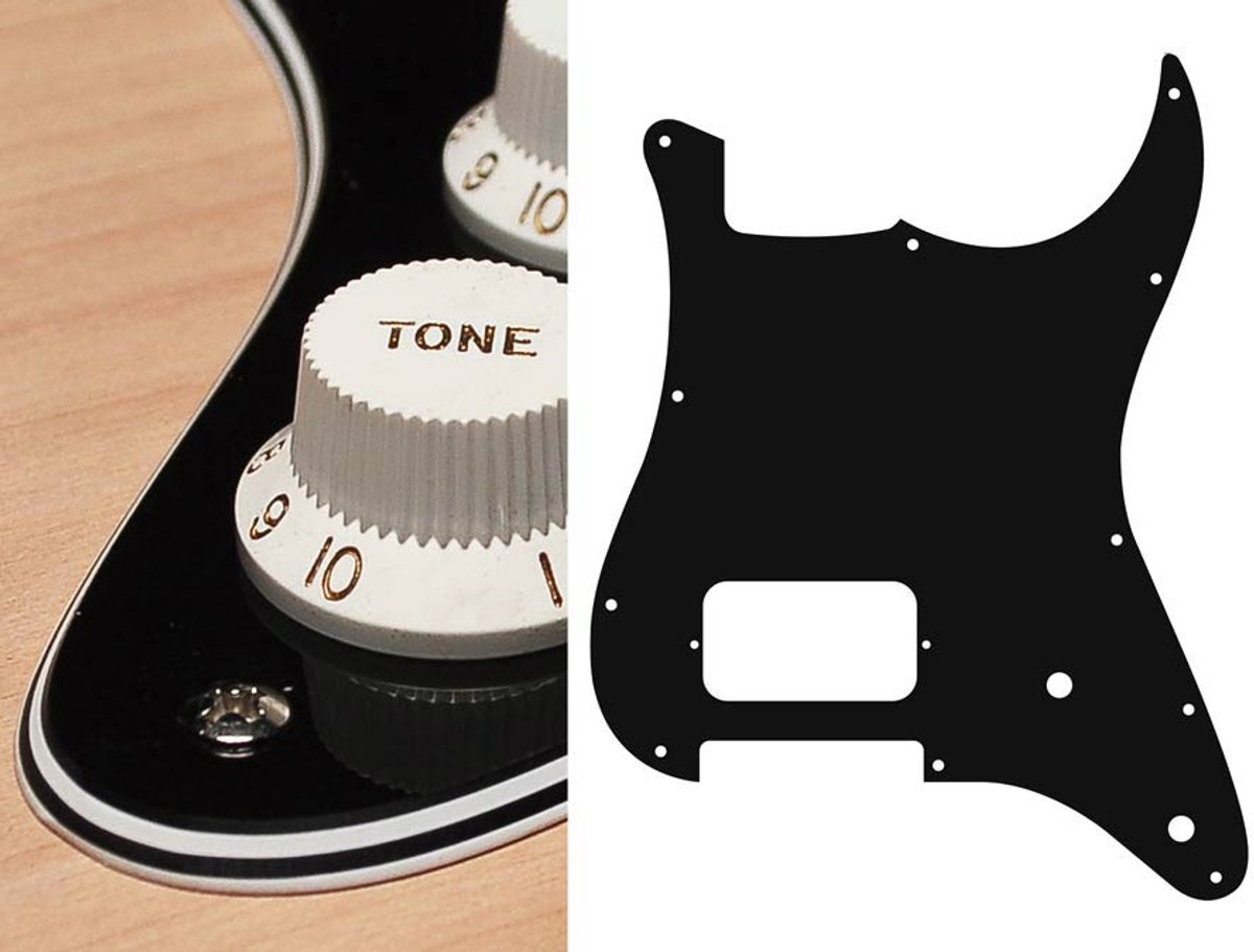 Boston ST-444-B pickguard, Stallion, H, 2 pot holes, 4 ply, black