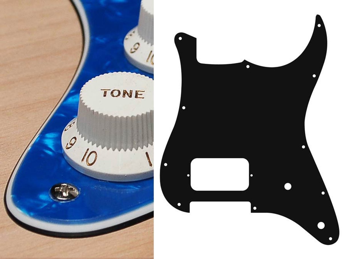 Boston ST-344-PBU pickguard, Stallion, H, 2 pot holes, 3 ply, pearl blue