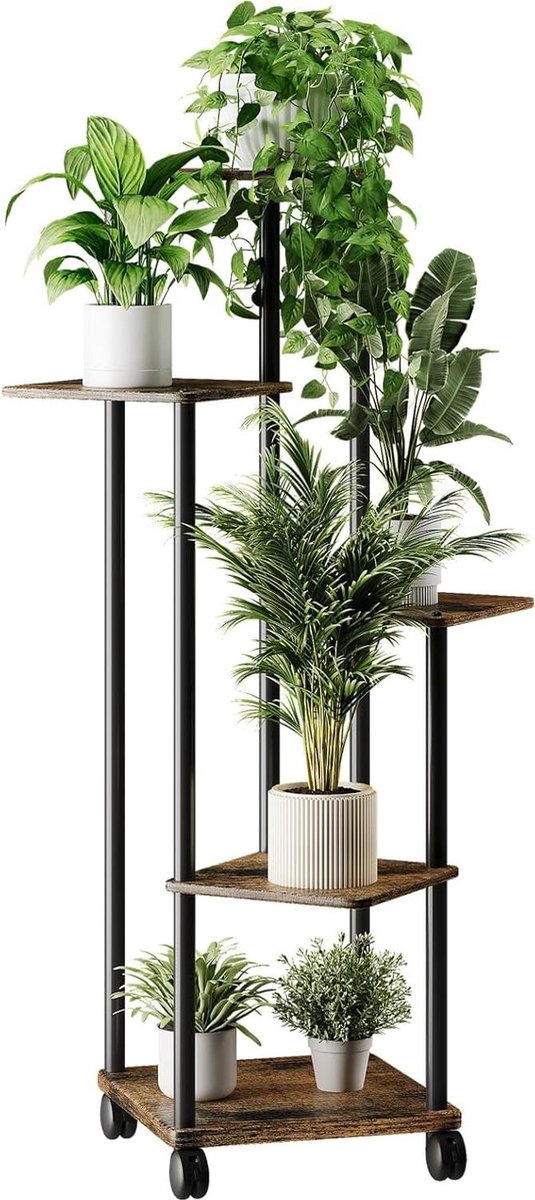 Plantenladder Bloemenrek Houten Dieren Optie Wielen Binnen en Buiten Plantenladder