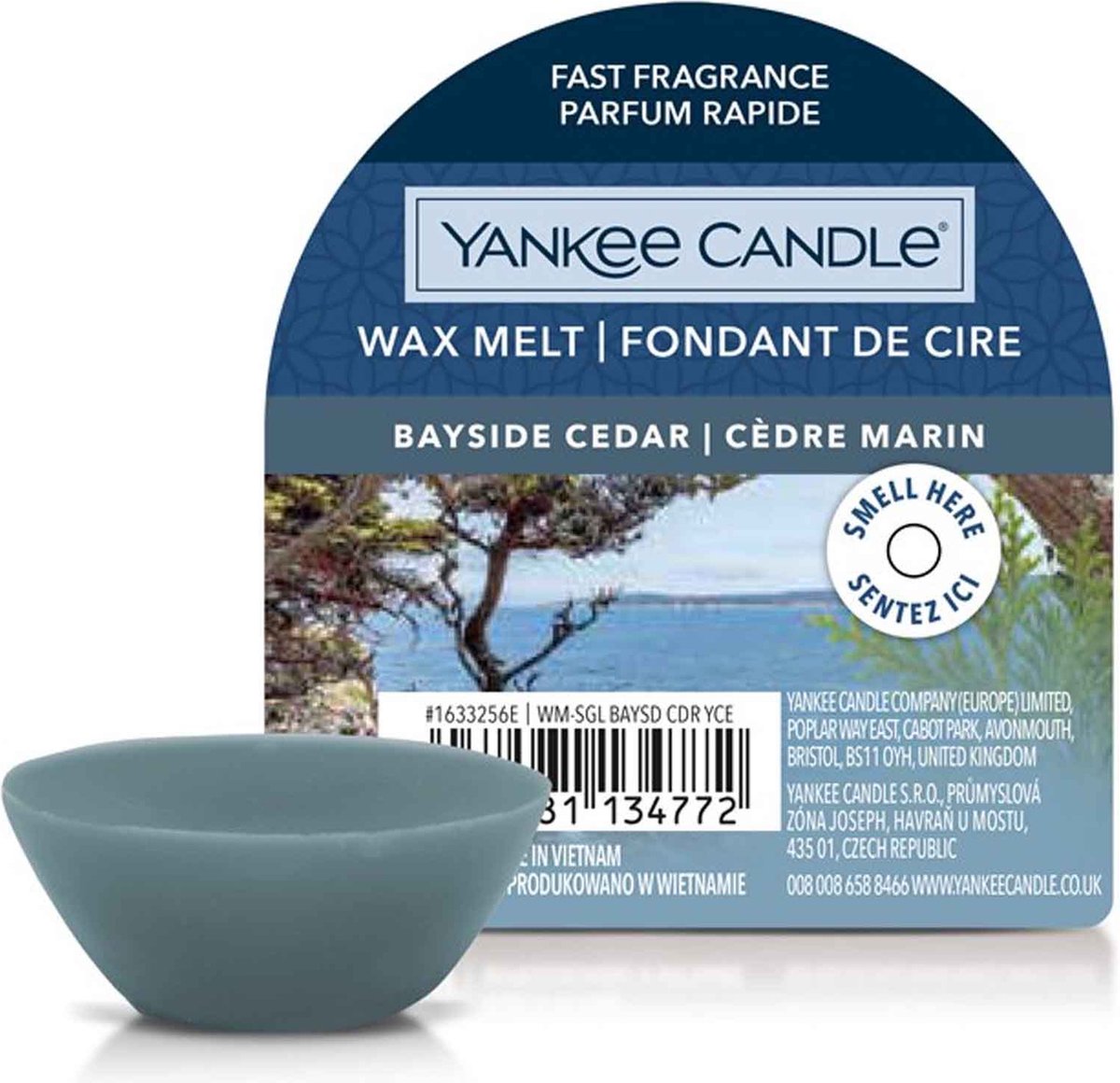 Yankee Candle Bayside Cedar - Wax Melt - 8 branduren Blauw