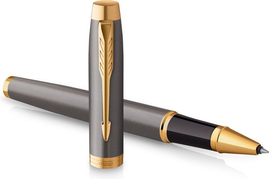 Parker IM Rollerballpen - Grijze Lak Met Gouden Details - Fijne Punt - Zwarte Inkt - Geschenkverpakking
