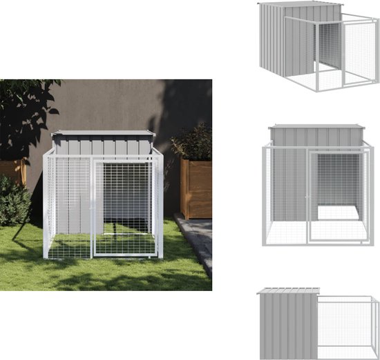 vidaXL Hondenhok 116,5x103x81,5 cm gegalvaniseerd staal grijs