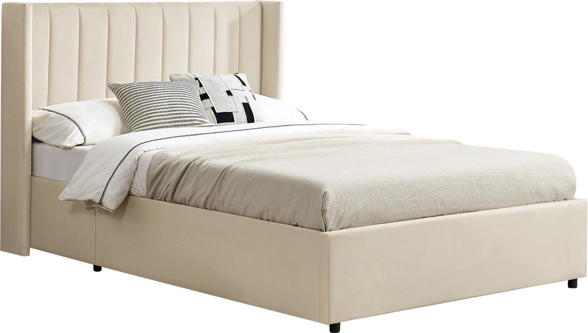 Gestoffeerd bed Savona - 200 x 120 cm - Beige - Incl. Bedlade