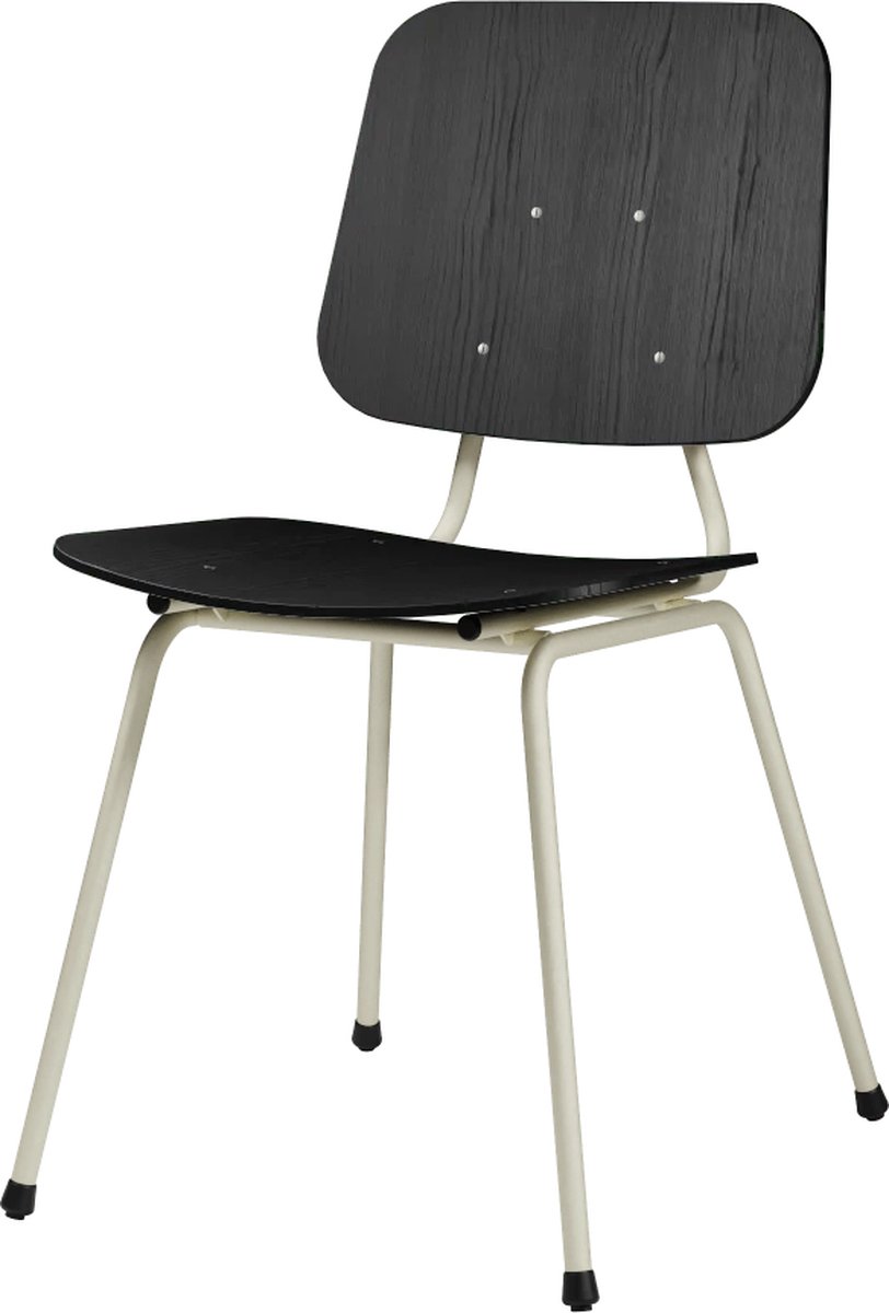 Design In Box - Eetkamerstoel - Eetstoel - Wit/Zwart - Metalen Poten