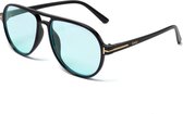 KIMU Aviator Influencer Lunettes de soleil - Monture Zwart - Verres bleus - Médias sociaux Hollywood Cool Hip Trendy Aviator Trendsetter Celebrity Festival