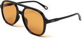 KIMU Motor Pilot Lunettes - Monture Zwart - Verres Oranje - Pilot Aviator Hollywood Retro Trendsetter Celebrity Cool Hip Pilot Double Bridge Festival
