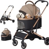 Inkapbare Hondenbuggy / 2 in 1 Hondenbugy Snow tot 15kg - Transporttas & Hondenbuggy - Khaki- Openingsmaat 65*33*55CM