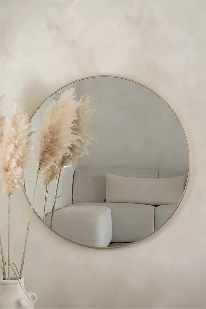 Nordic Style® Ronde spiegel 100x100cm - Greige - Scandinavische Spiegels - Cirkel - Wandspiegel - Badkamerspiegel - Gangspiegel - Wand - Gang - Badkamer