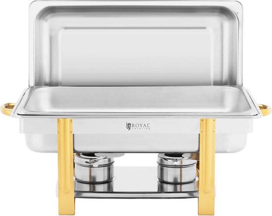 Chafing Dish - GN 1/1 - Gouden accenten - 9 L - 2 Brandstofcellen - Royal Catering — afbeelding 3