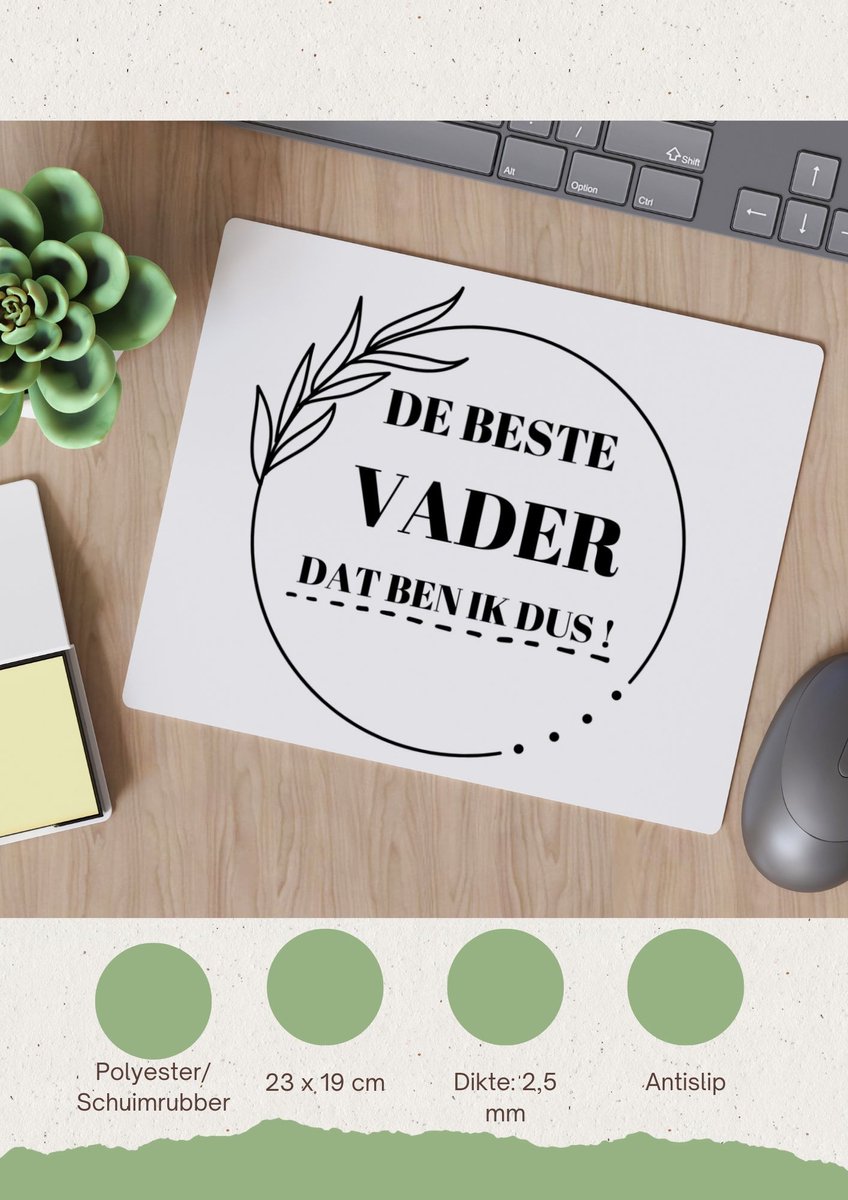 Akyol - de beste vader dat ben ik dus Muismat - Vader - papa - vader cadeautjes - vaderdag - verjaardag - geschenk - kado - 23 bij 19 cm