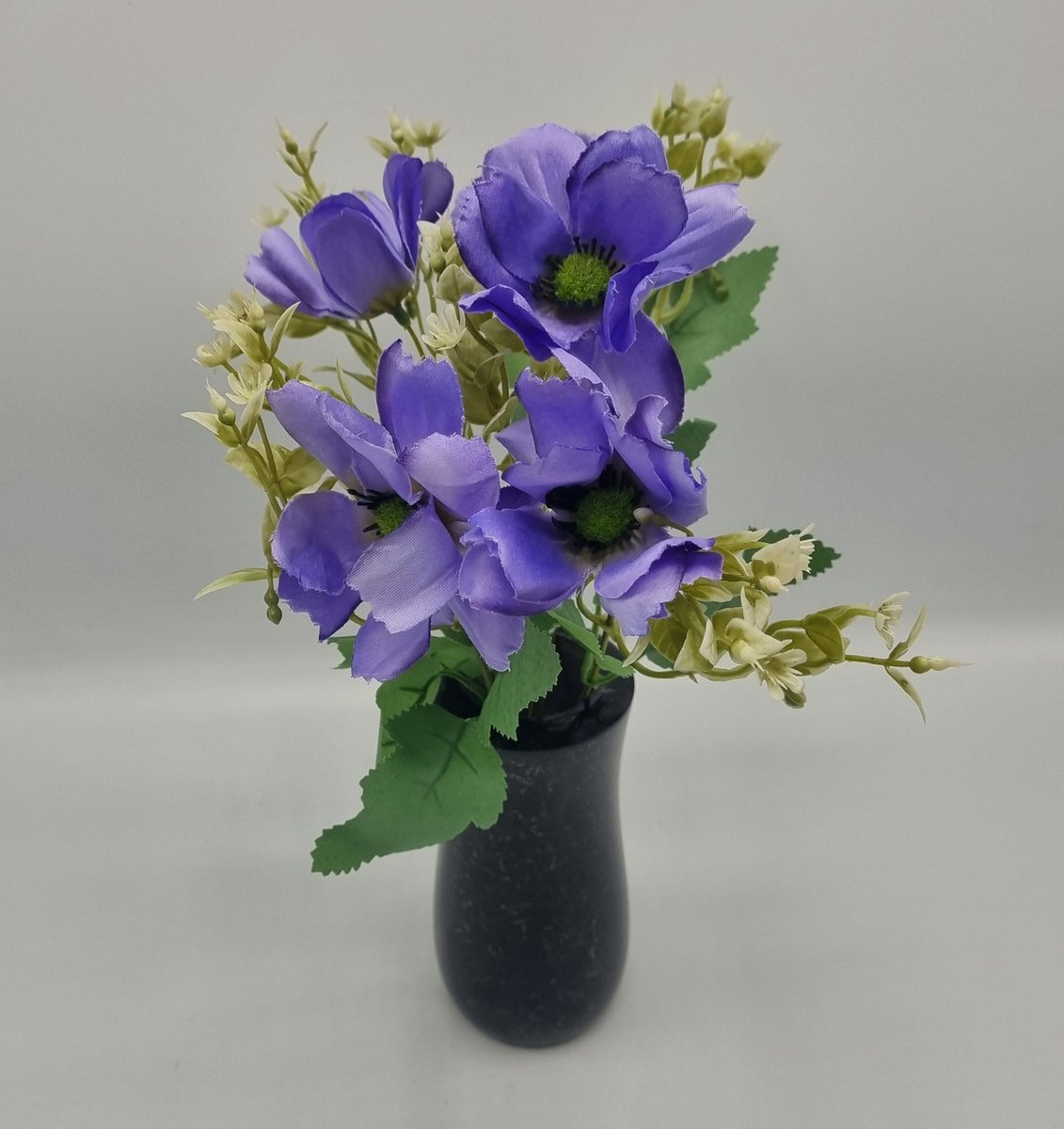 Boeket - Anemoon - U826-m5 - 31cm - Blauw - Grafdecoratie - Zijdenbloemen - Kunstbloemen