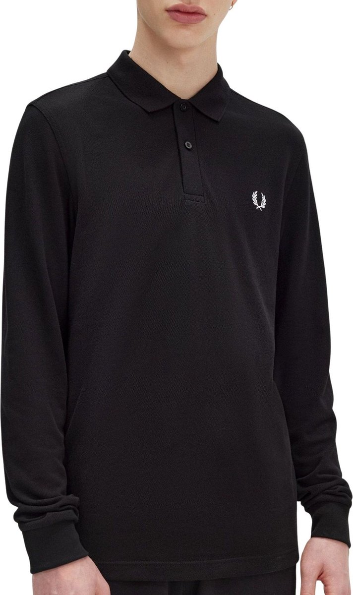 Fred Perry LS Plain Polo Heren Zwart
