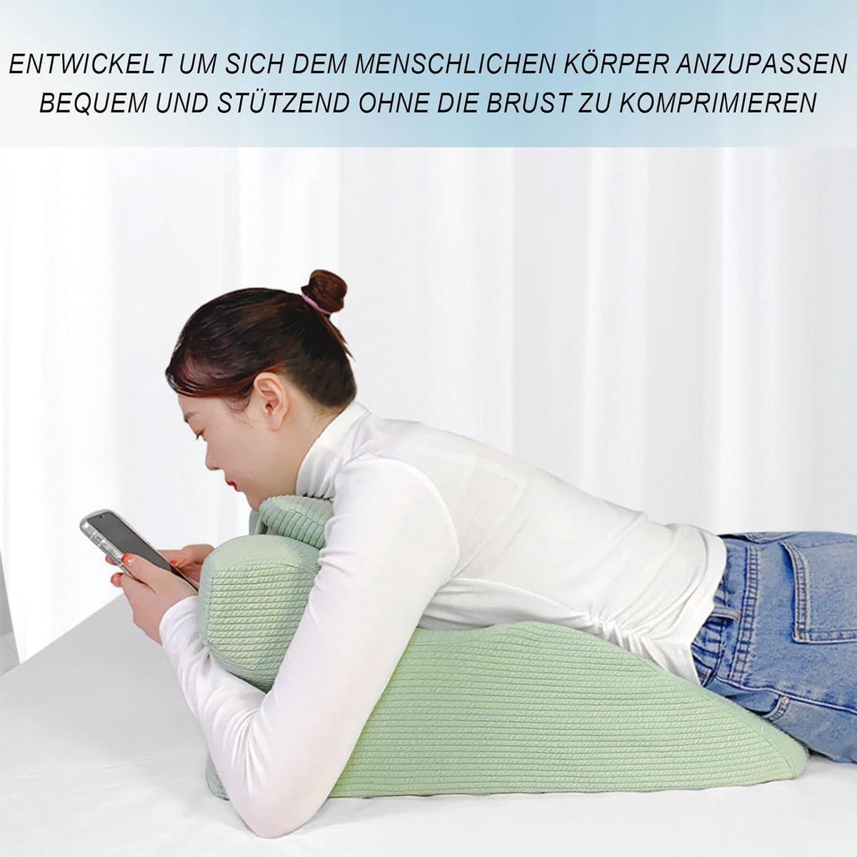 Strixorn Leeskussen voor bed en bank, gebogen wigkussen, bed met