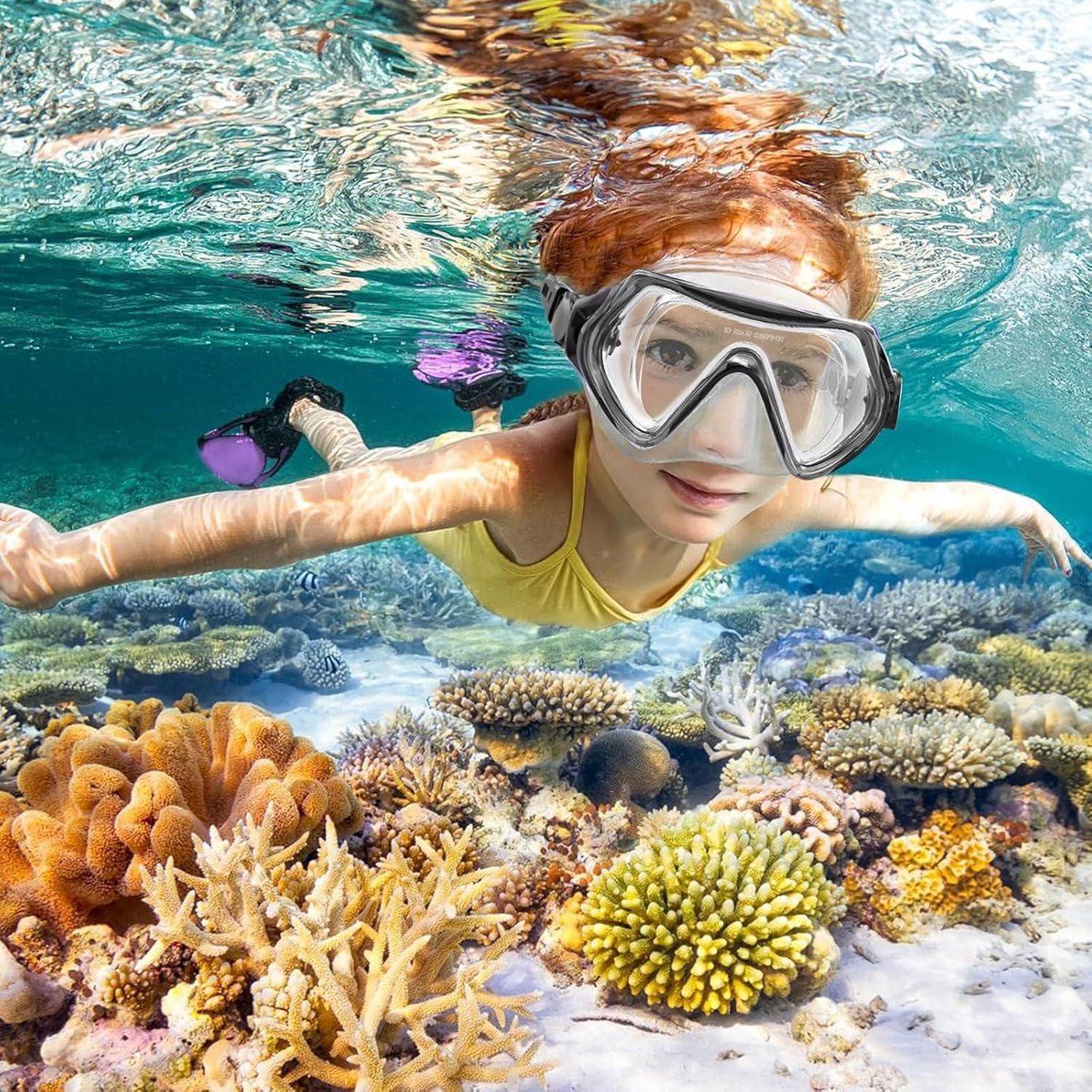 Masque De Plongée Enfant MeeQee – Vue Panoramique 180°, Verre Trempé Anti-buée, Silicone Alimentaire, étanche, Tailles Adaptées 3-14 Ans