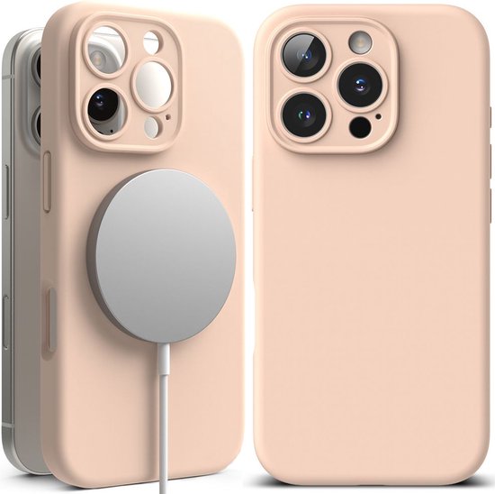 ENCASED Ring hoesje voor iPhone 15 (2023) magnetische lus vingergrip, telefoonhouder standaard (compatibel met MagSafe) - roségoud, transparant