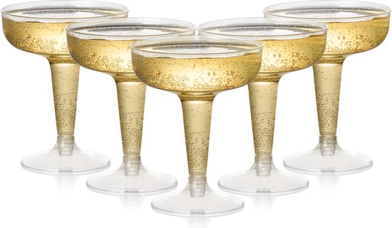 MATANA - 24 Verres à Champagne Coupe Réutilisables en Plastique 120ml - pour Cocktails, Martini, Margarita